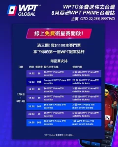 WPT台灣-8月亞洲WPT PRIME 台灣站
